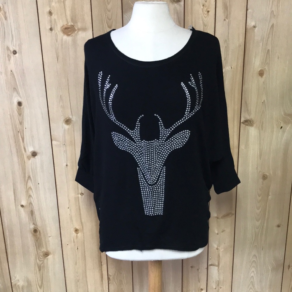 LAST CALL Scandalicious NWT crystal reindeer tunic tops LG Christmas NFR ranch